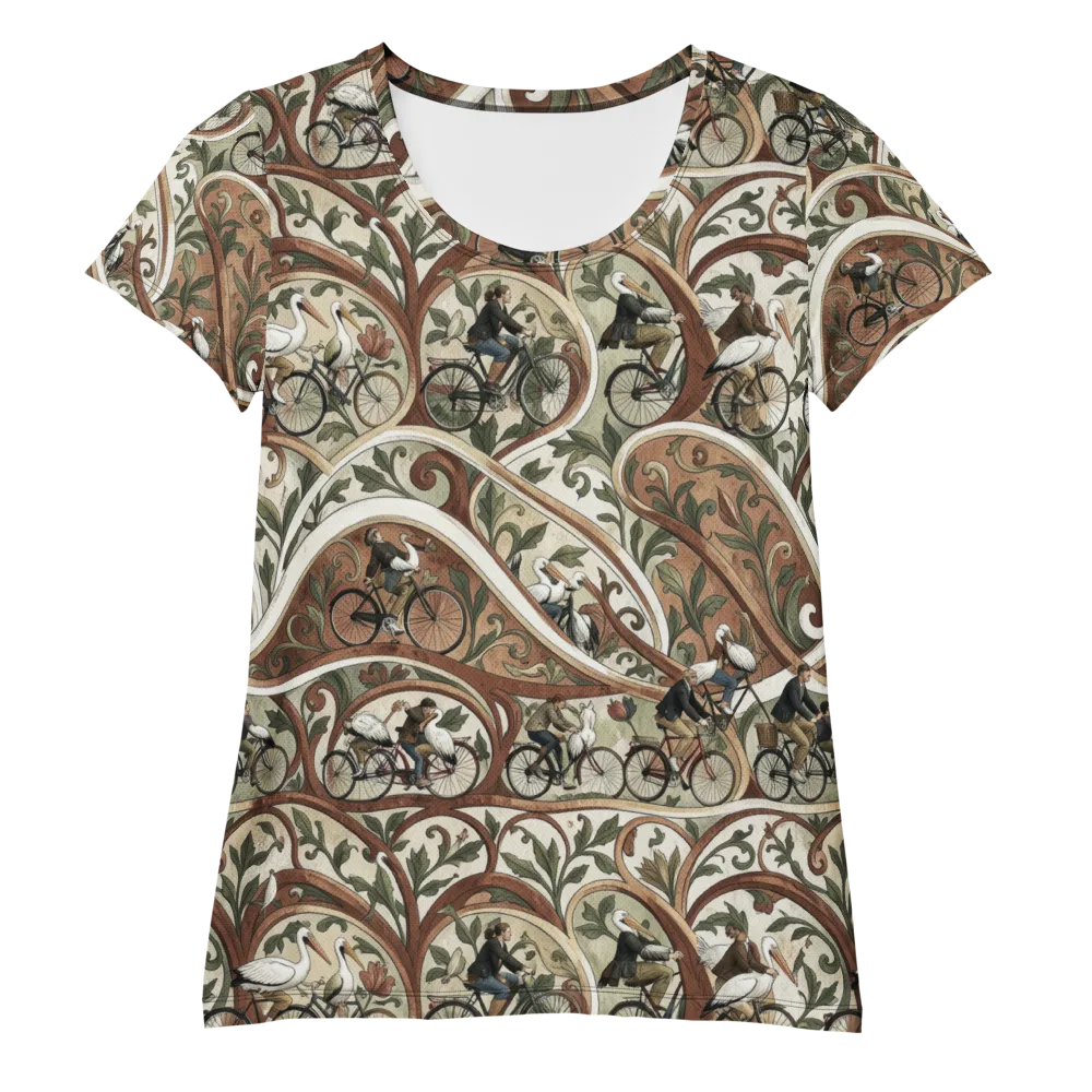 Storks in Motion on Women's Athletic T-Shirt — Front