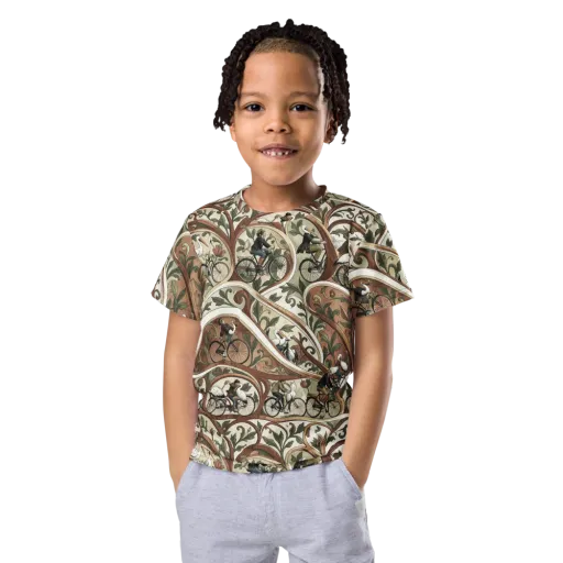 Storks in Motion on a Kids Crew Neck T-Shirt