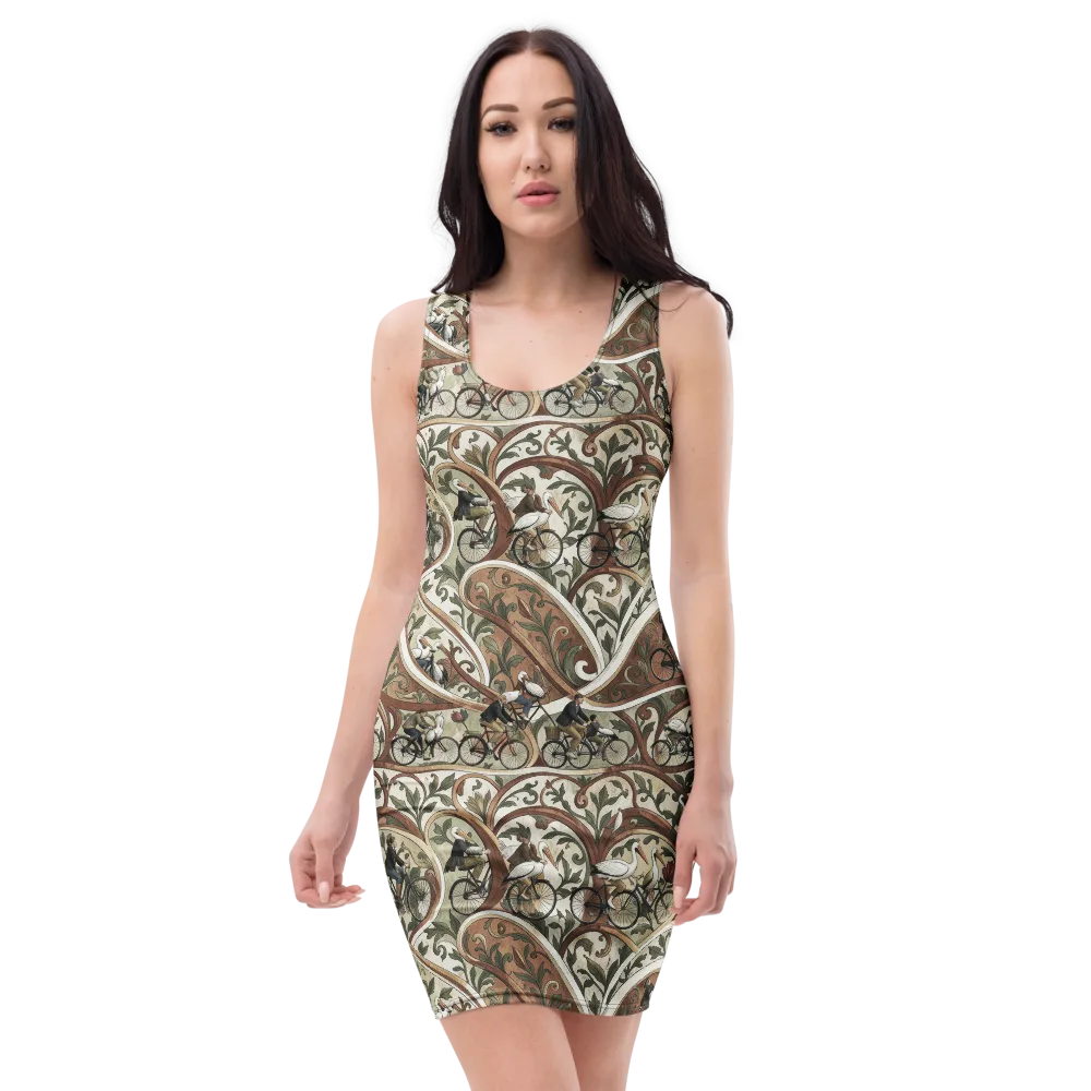 Storks in Motion on Bodycon Dress — Front