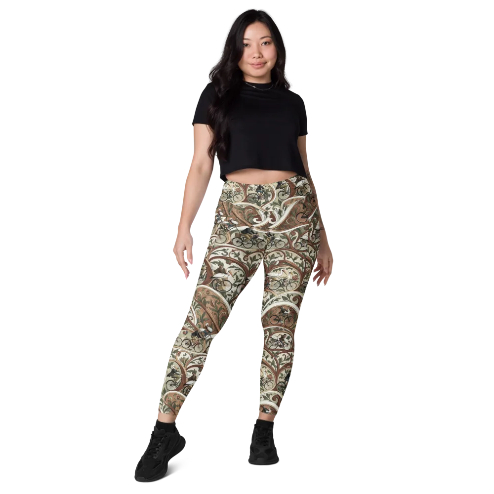 Storks in Motion on Leggings with Pockets — Front