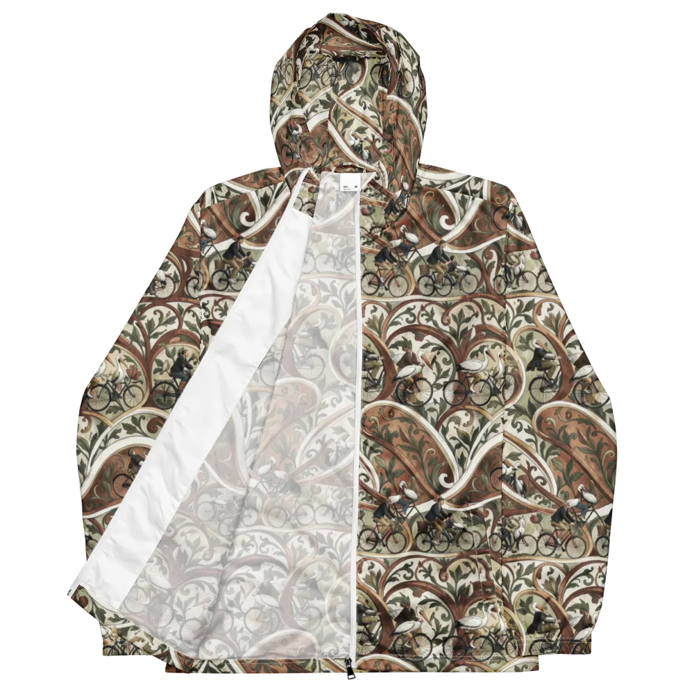 Storks in Motion on Men's Windbreaker — Front