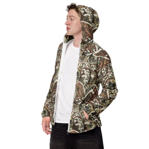 Storks in Motion on a Men's Windbreaker