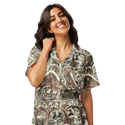Storks in Motion on a Women's Short Sleeve Pajama Top