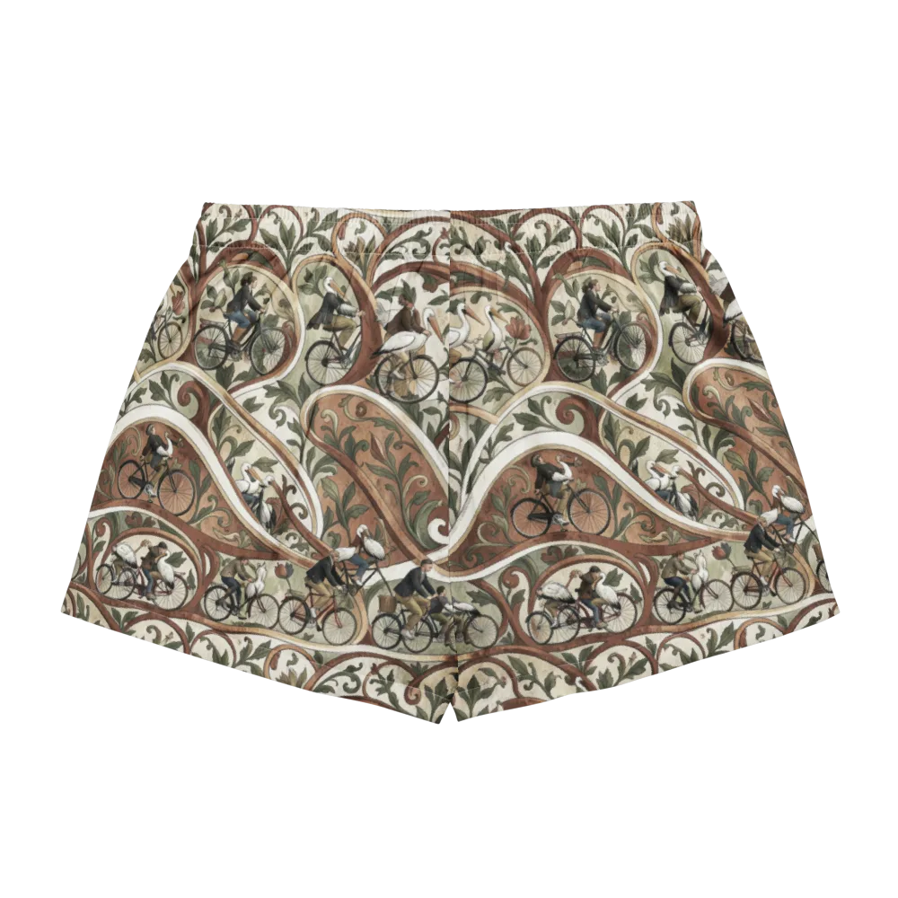 Storks in Motion on Women's Pajama Shorts — Back