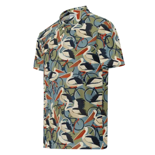 Pelican Cycle on a Men's Slim Fit Polo Shirt