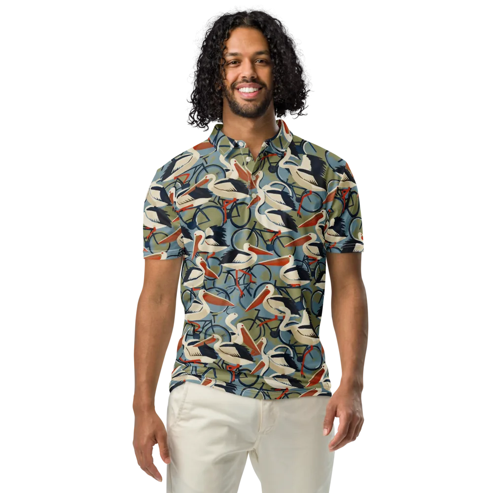 Pelican Cycle on Men's Slim Fit Polo Shirt — Front