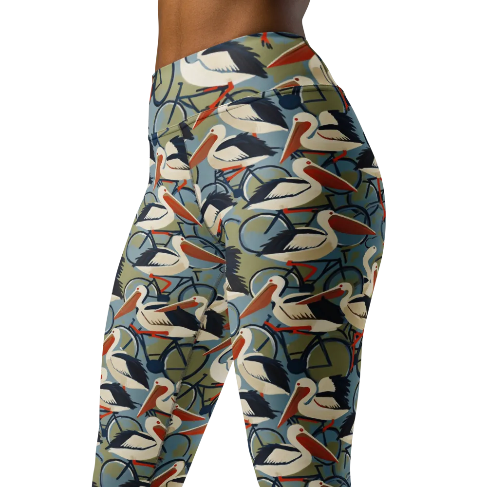 Pelican Cycle on Yoga Leggings — Left Front