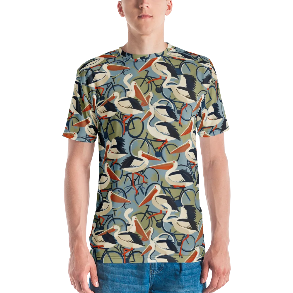 Pelican Cycle on Men's Crew Neck T-Shirt — Front
