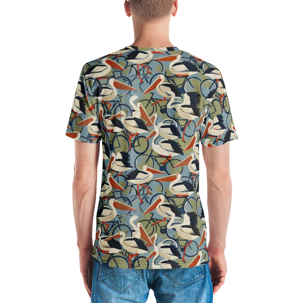 Pelican Cycle on Men's Crew Neck T-Shirt — Back