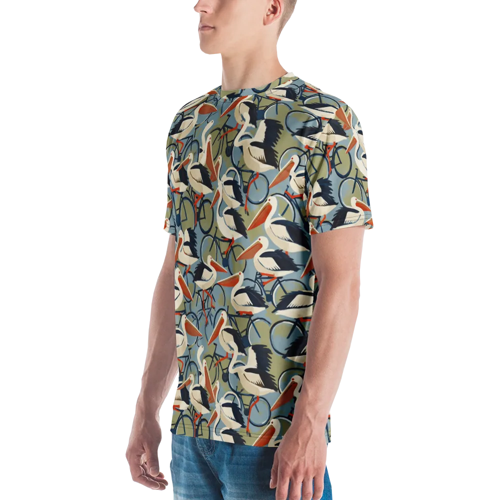 Pelican Cycle on Men's Crew Neck T-Shirt — Left