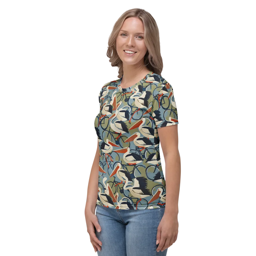 Pelican Cycle on Women's Crew Neck T-Shirt — Left