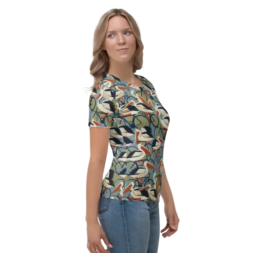 Pelican Cycle on a Women's Crew Neck T-Shirt