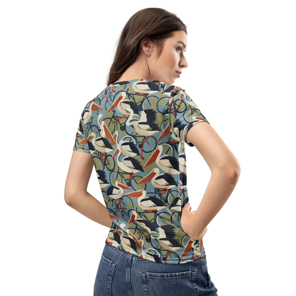 Pelican Cycle on Women's Crew Neck T-Shirt — Back
