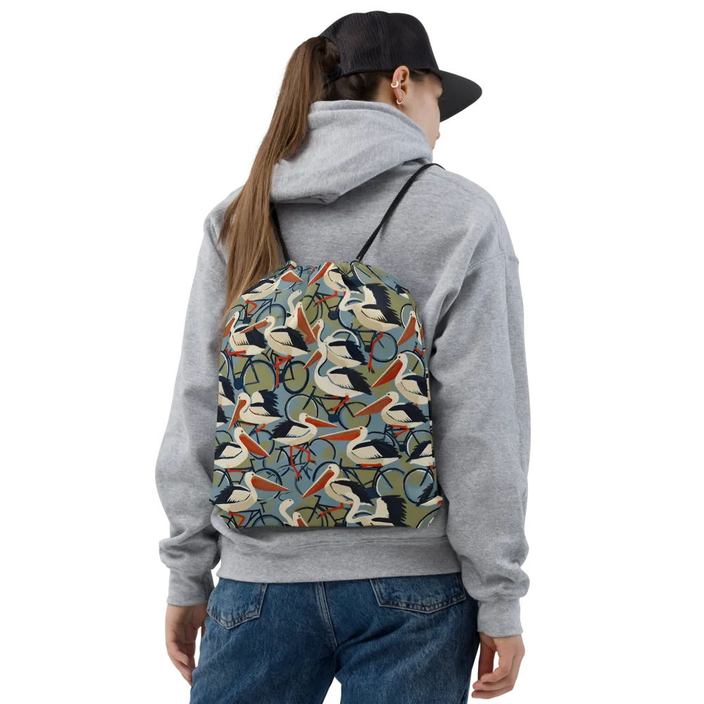 Pelican Cycle on Drawstring Bag — Front
