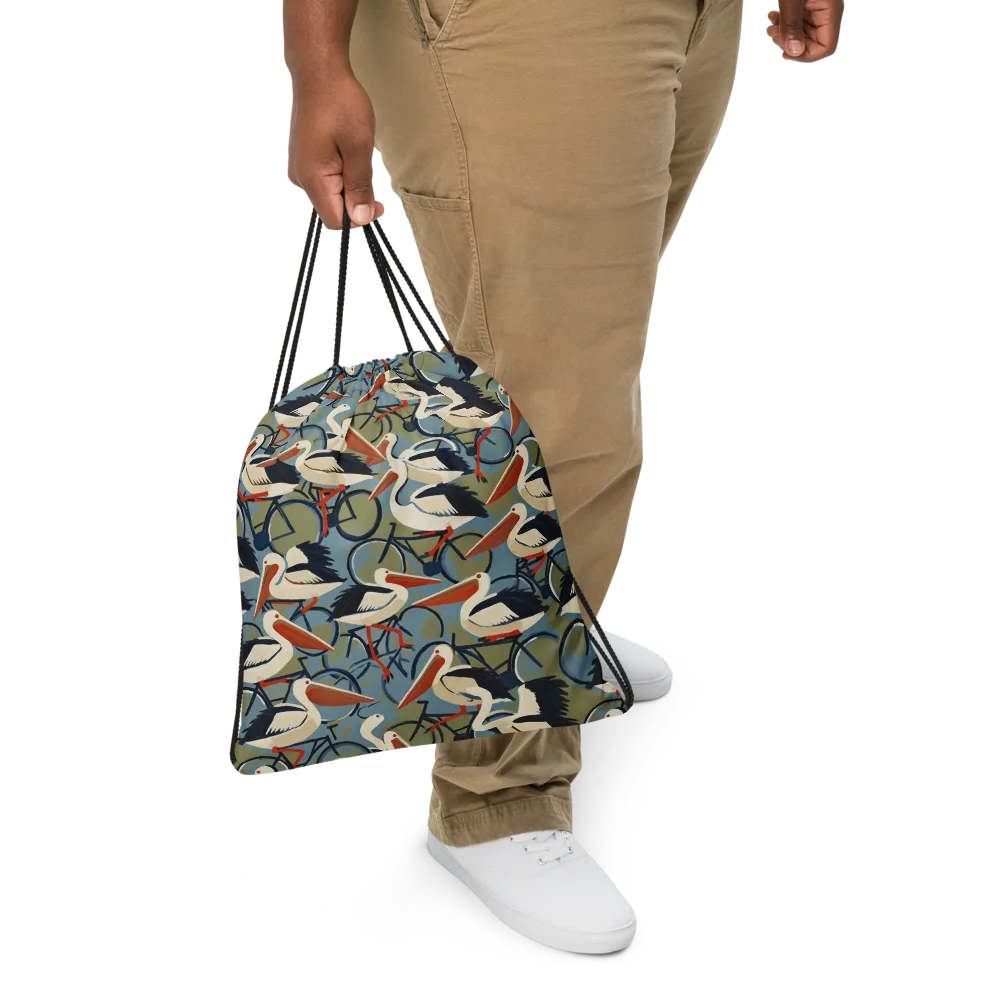 Pelican Cycle on Drawstring Bag — Front