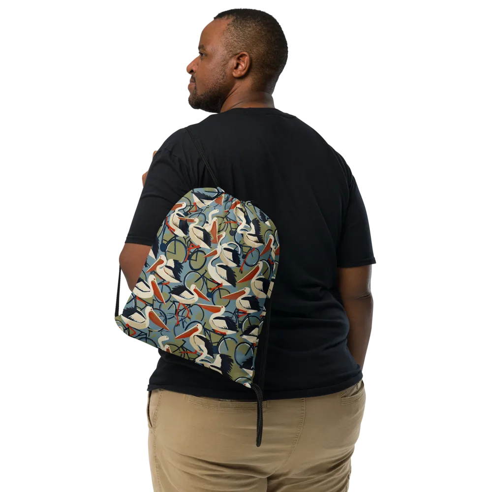 Pelican Cycle on Drawstring Bag — Front