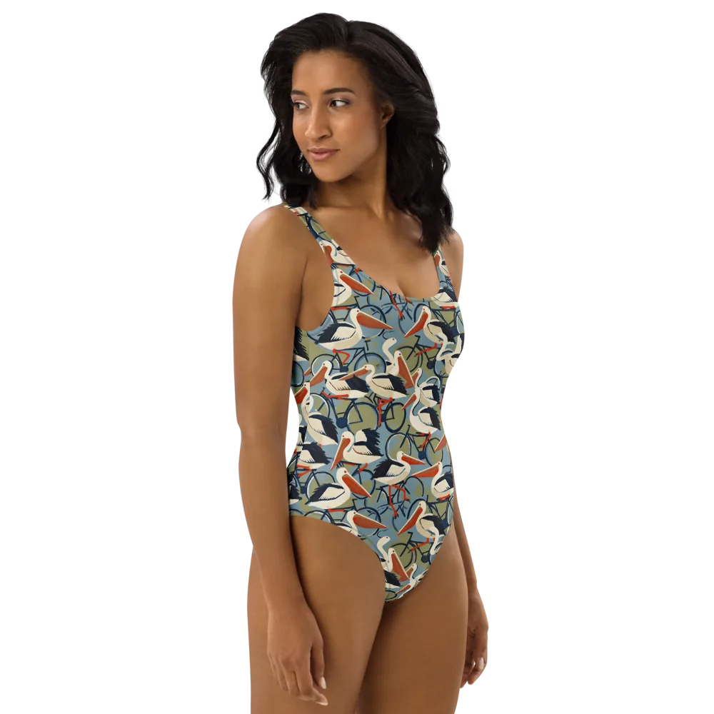 Pelican Cycle on One-Piece Swimsuit — Right