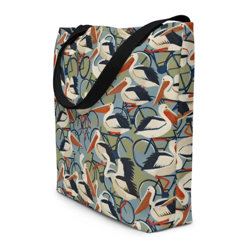 Pelican Cycle on a Large Tote Bag W/ Pocket
