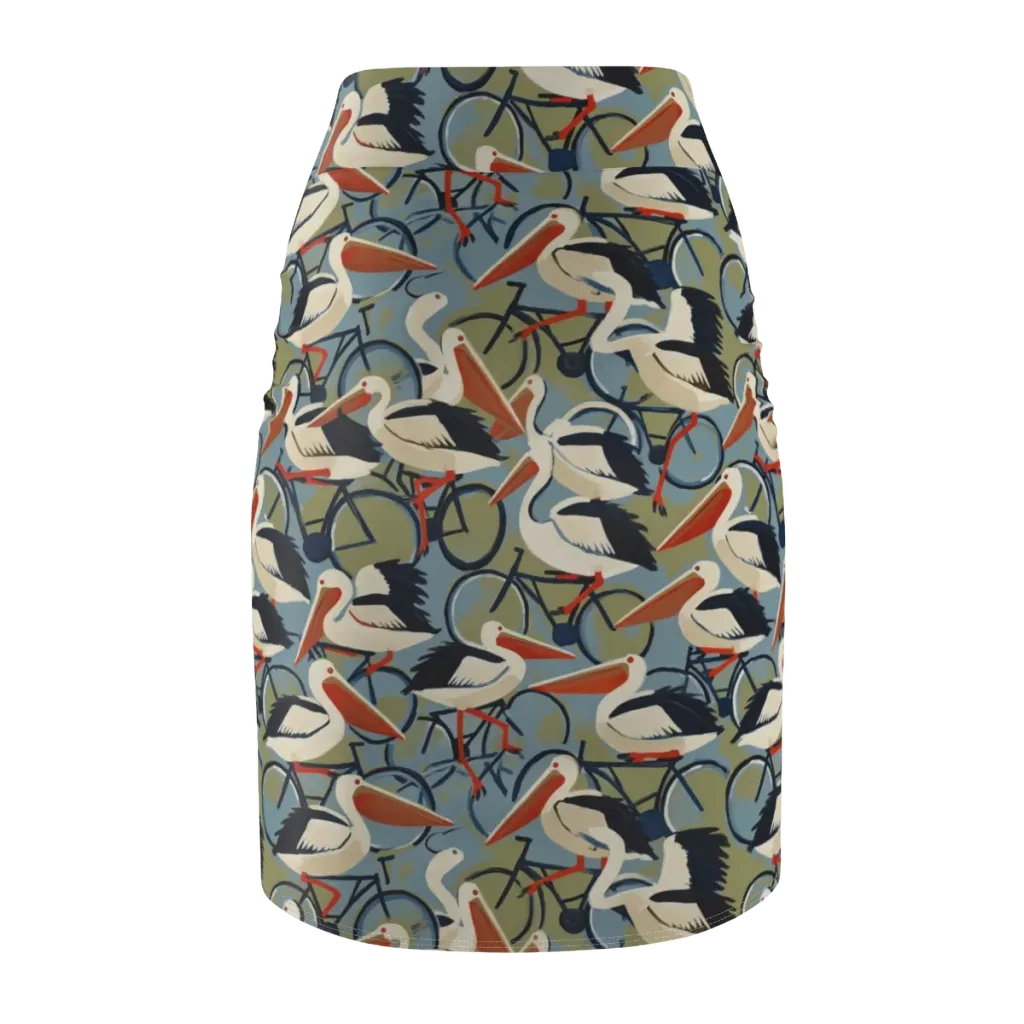 Pelican Cycle on Pencil Skirt — Back