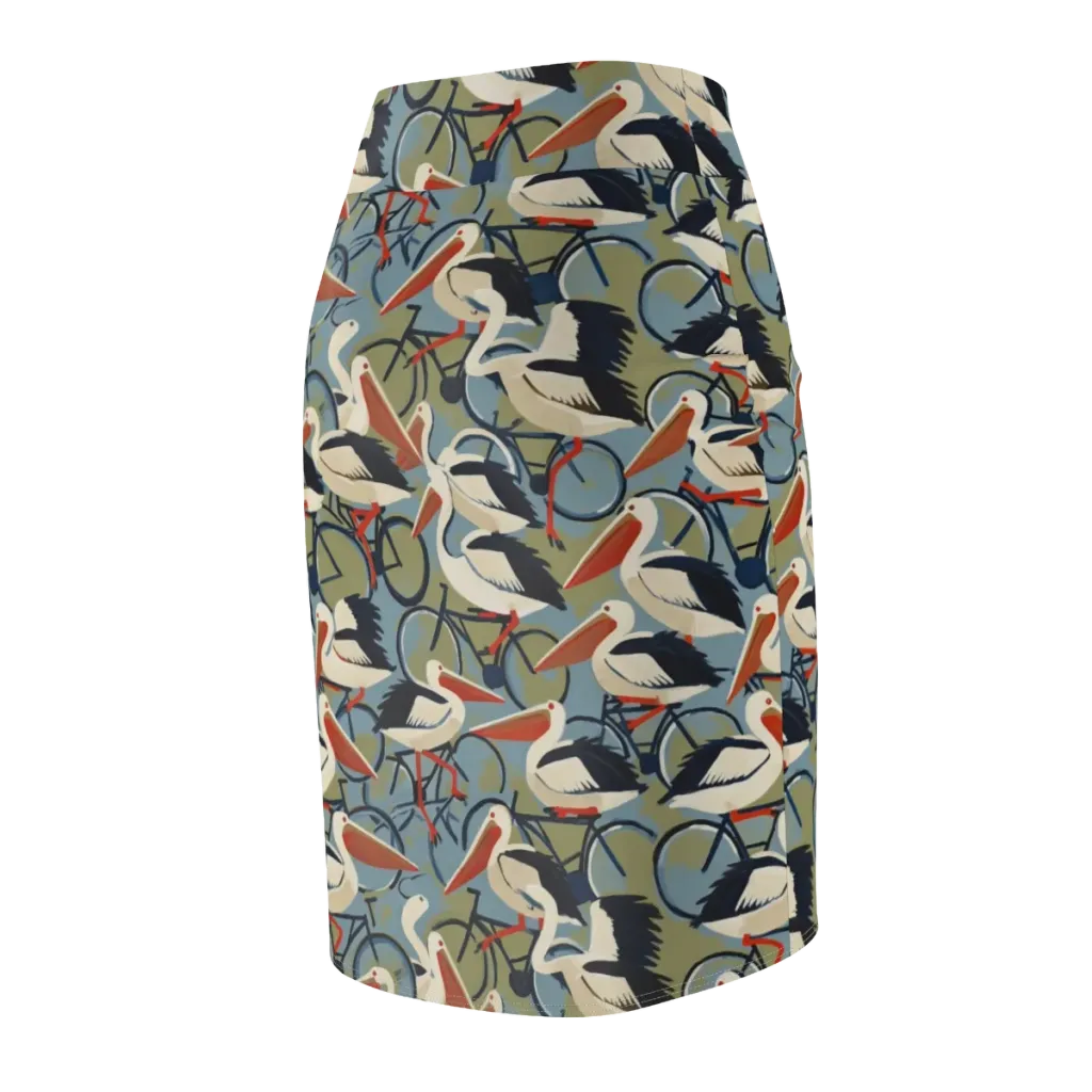 Pelican Cycle on Pencil Skirt — Back Side