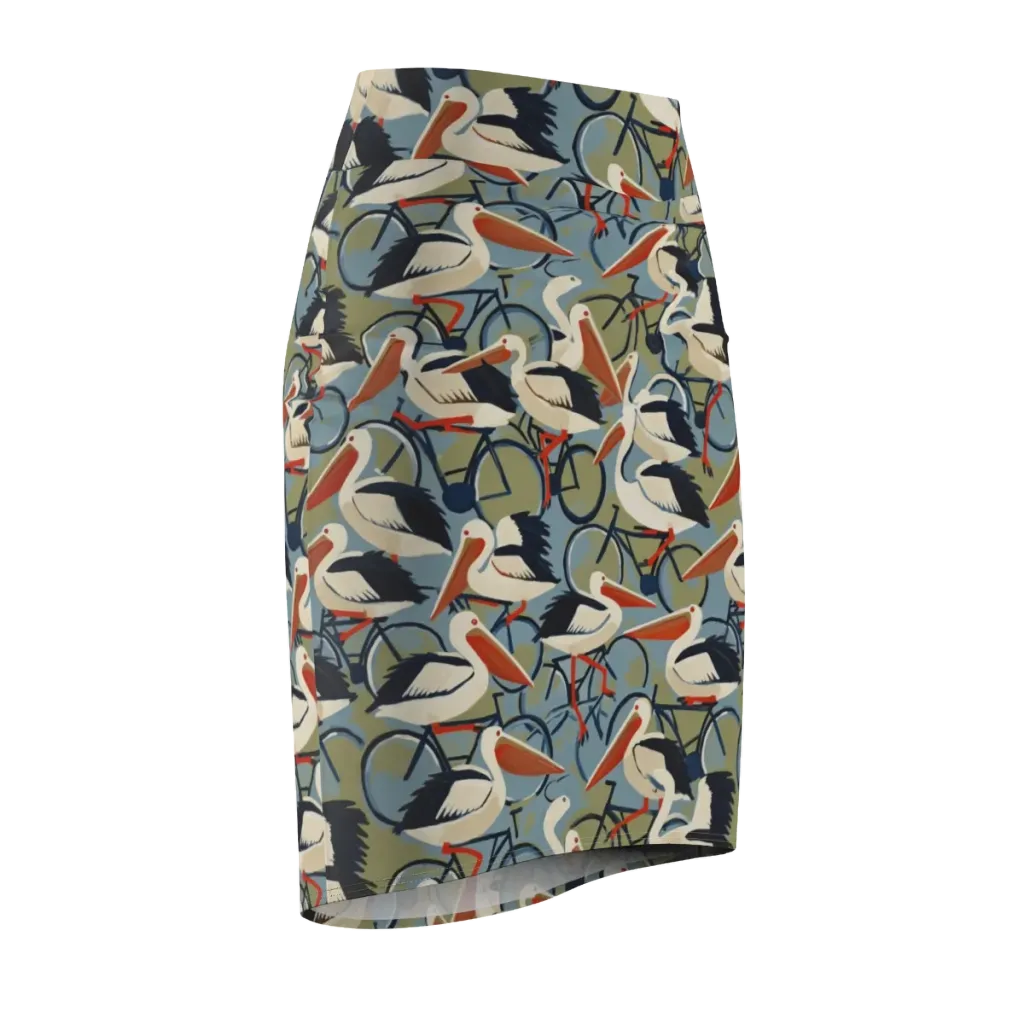 Pelican Cycle on Pencil Skirt — Front Side