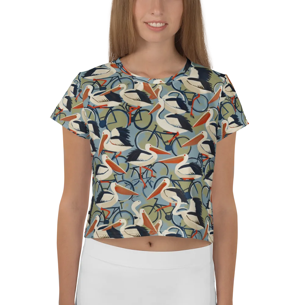 Pelican Cycle on Crop Tee — Front