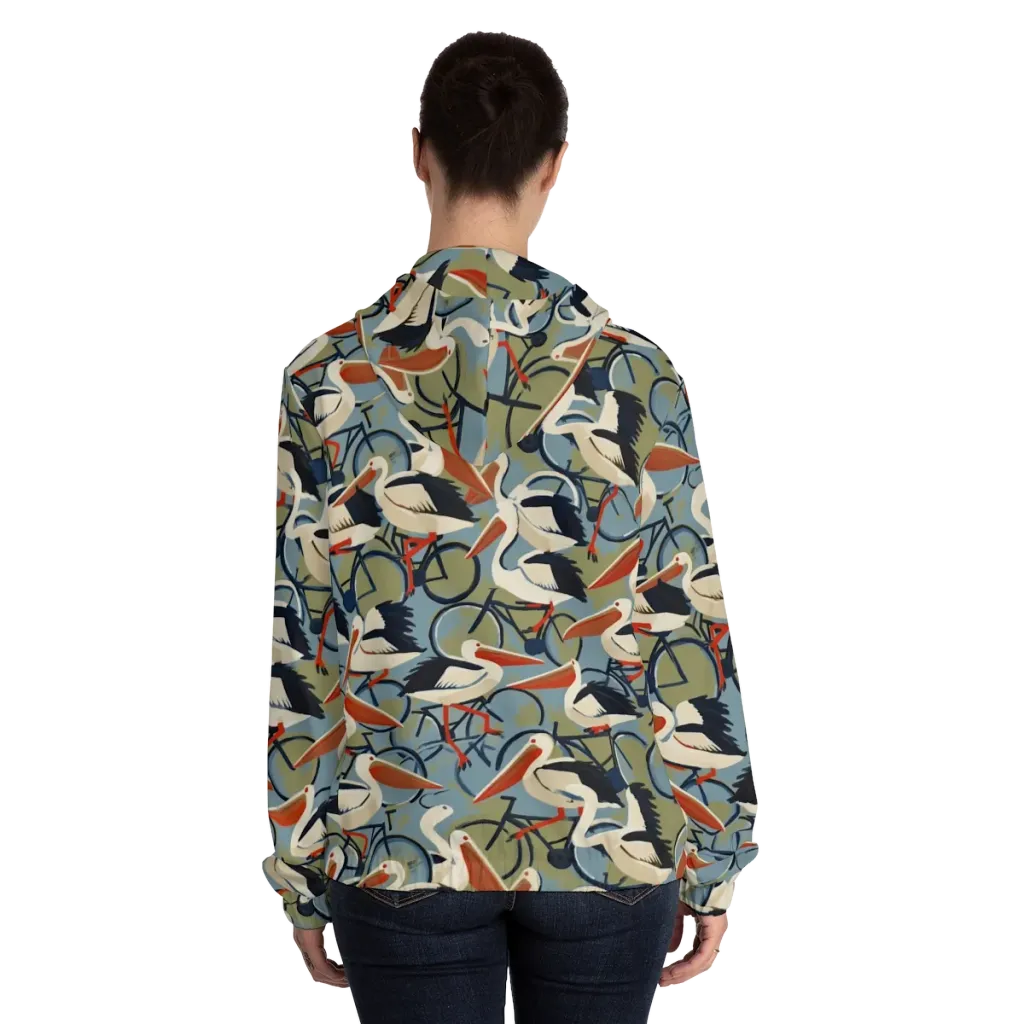 Pelican Cycle on Women's Full-Zip Hoodie — Back On Person