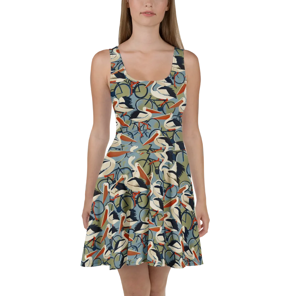 Pelican Cycle on Skater Dress — Front