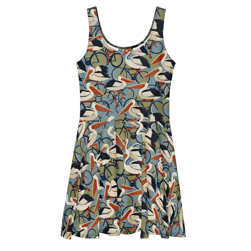 Pelican Cycle on Skater Dress — Front
