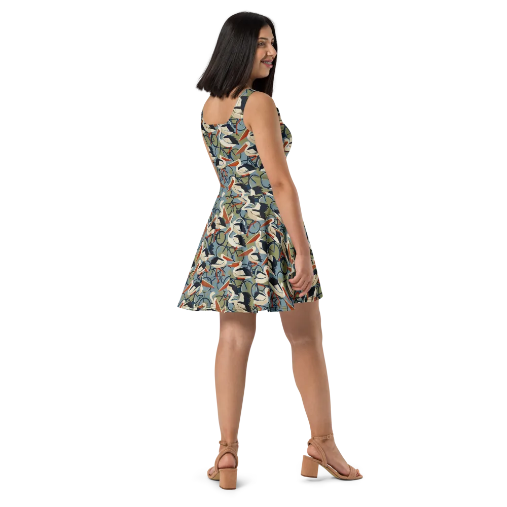 Pelican Cycle on Skater Dress — Right