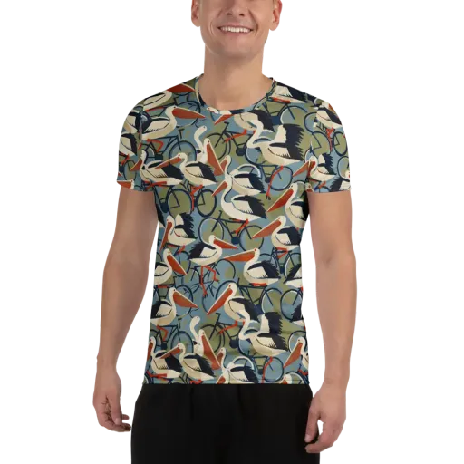 Pelican Cycle on a Men's Athletic T-Shirt