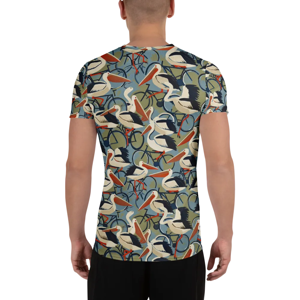 Pelican Cycle on Men's Athletic T-Shirt — Back