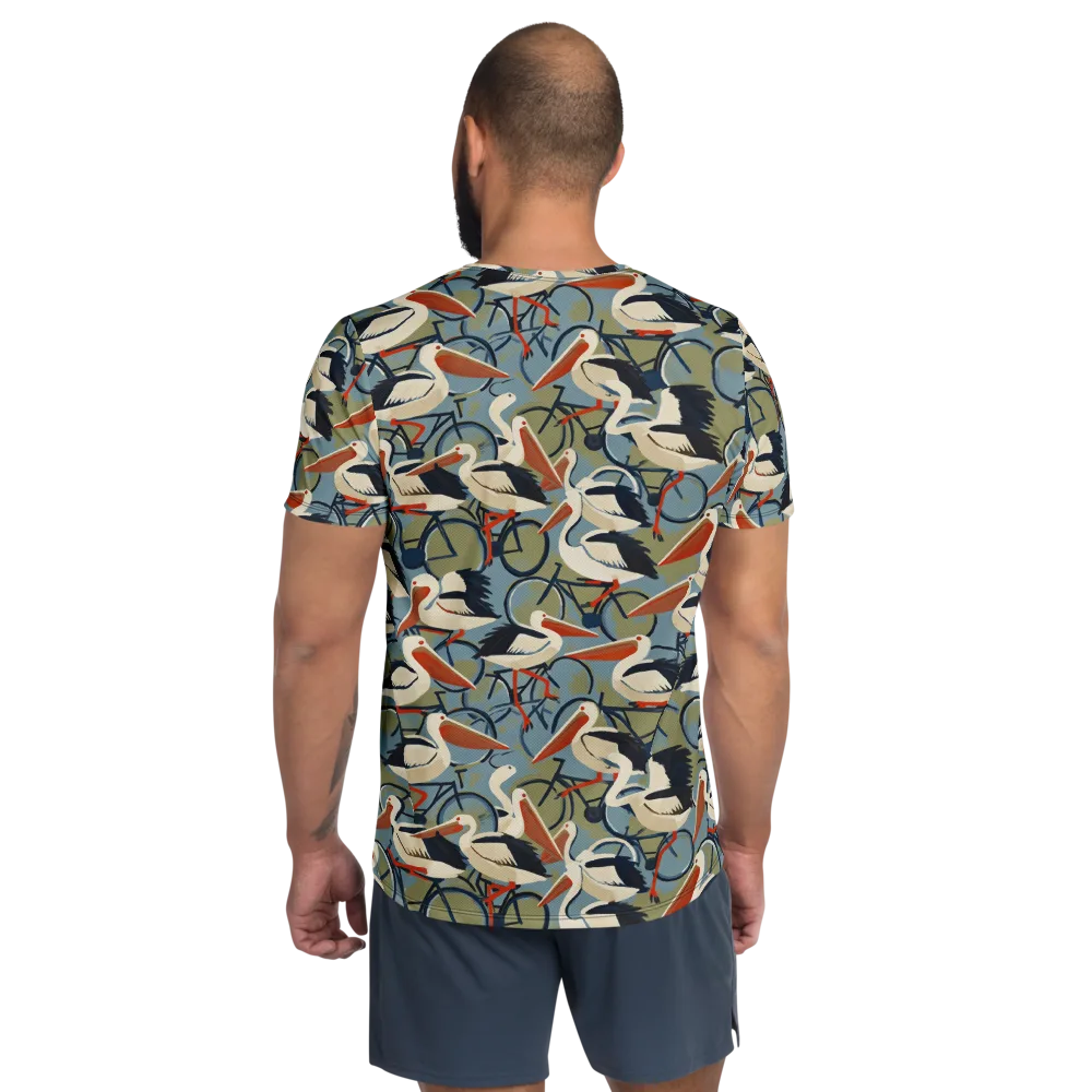 Pelican Cycle on Men's Athletic T-Shirt — Back