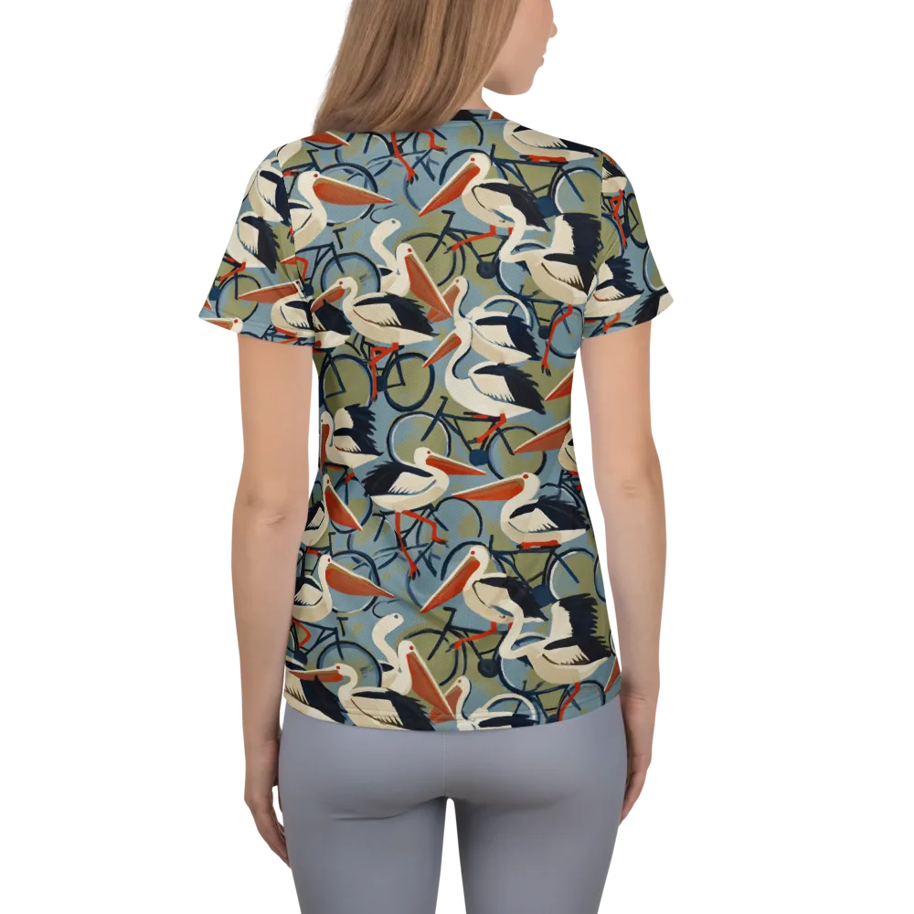 Pelican Cycle on Women's Athletic T-Shirt — Back