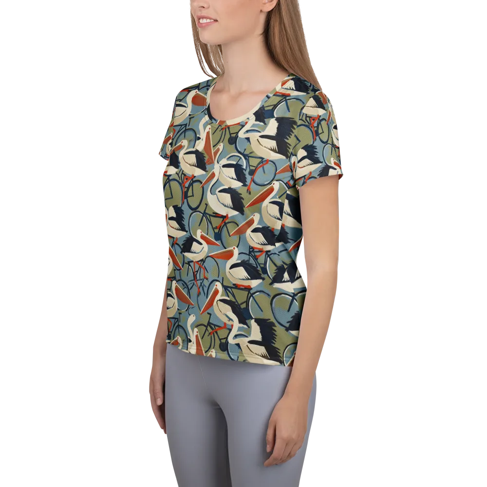 Pelican Cycle on Women's Athletic T-Shirt — Left