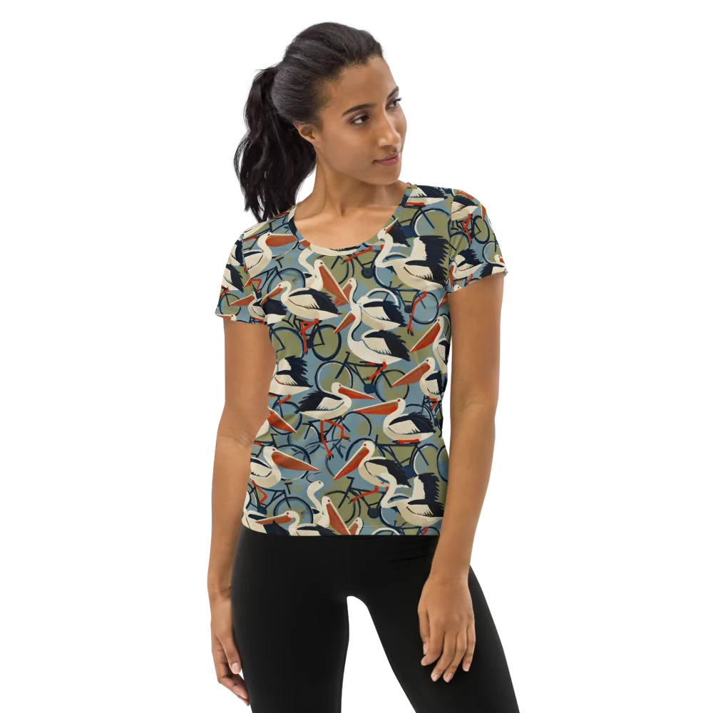 Pelican Cycle on Women's Athletic T-Shirt — Front
