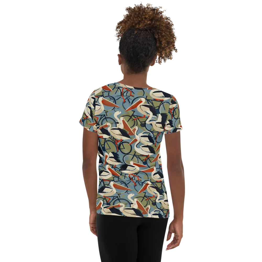 Pelican Cycle on Women's Athletic T-Shirt — Back