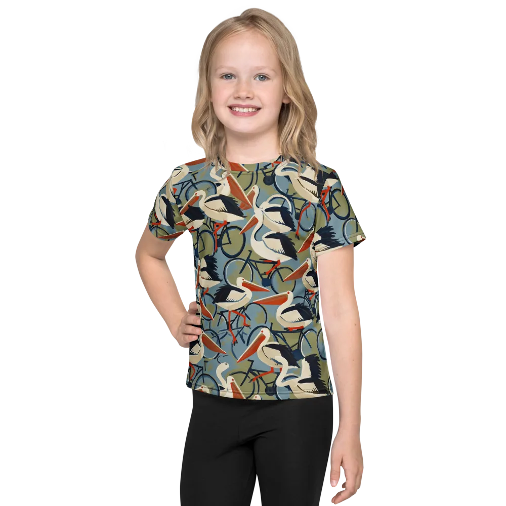 Pelican Cycle on Kids Crew Neck T-Shirt — Front