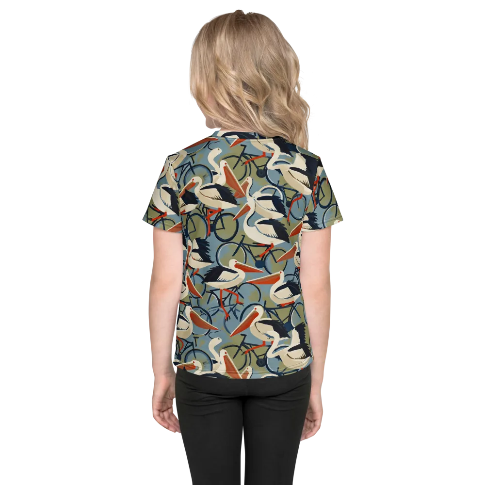 Pelican Cycle on Kids Crew Neck T-Shirt — Back