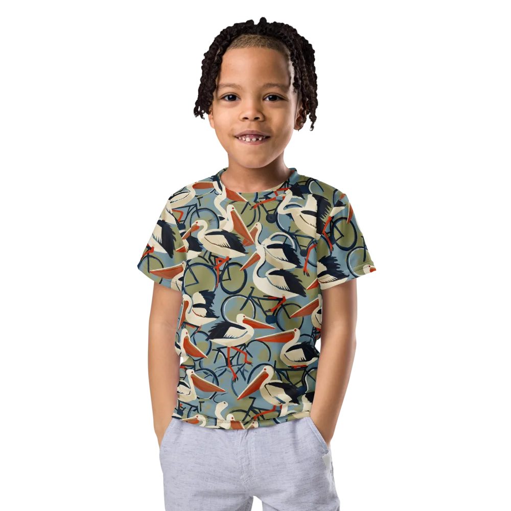 Pelican Cycle on Kids Crew Neck T-Shirt — Front