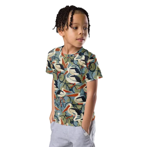 Pelican Cycle on a Kids Crew Neck T-Shirt