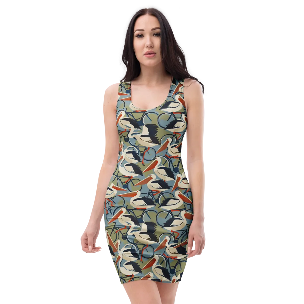 Pelican Cycle on Bodycon Dress — Front