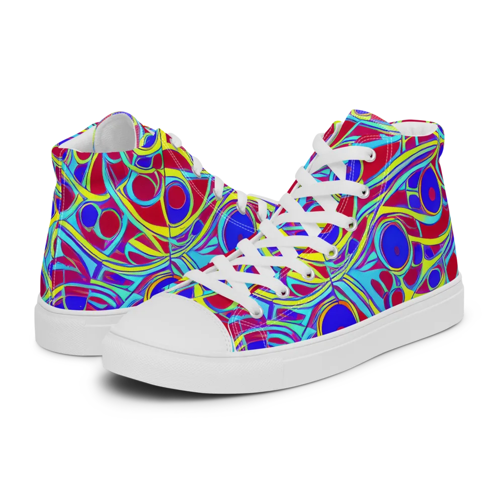 Acid Pulse on Men's High Top Canvas Shoes — Left