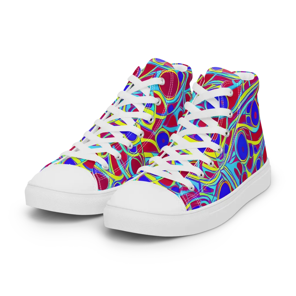Acid Pulse on Women's High Top Canvas Shoes — Left Front