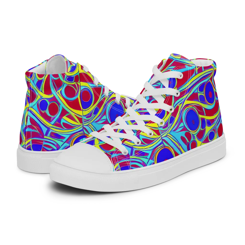 Acid Pulse on Women's High Top Canvas Shoes — Left