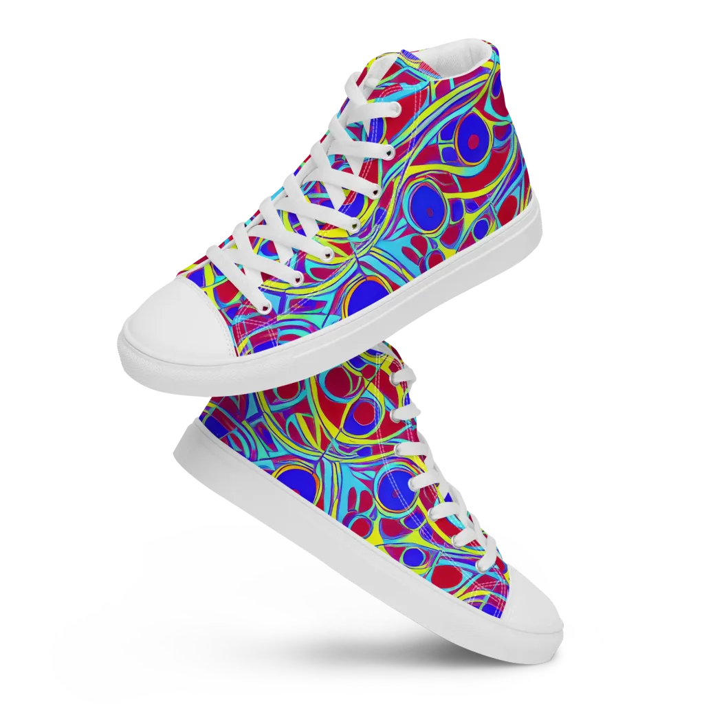 Acid Pulse on Women's High Top Canvas Shoes — Front