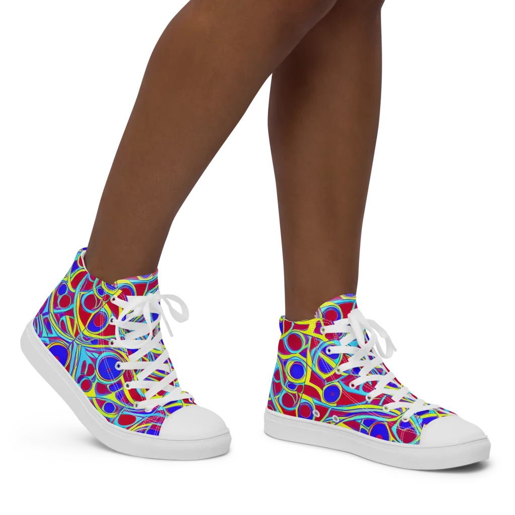 Acid Pulse on Women's High Top Canvas Shoes — Right