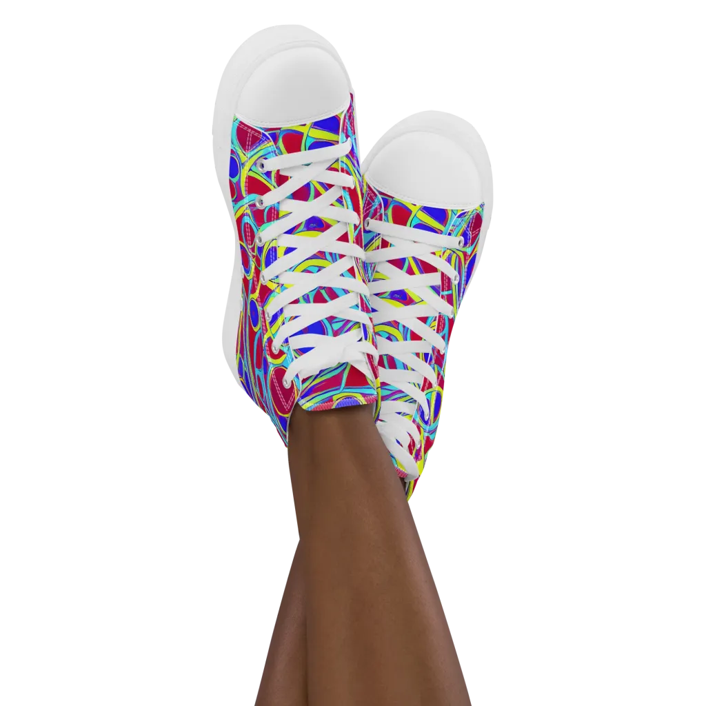 Acid Pulse on Women's High Top Canvas Shoes — Front