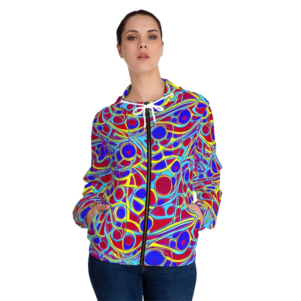 Acid Pulse on Women's Full-Zip Hoodie — Front On Person