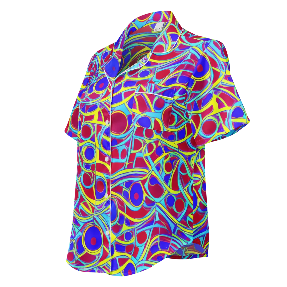 Acid Pulse on Women's Short Sleeve Pajama Top — Left Front